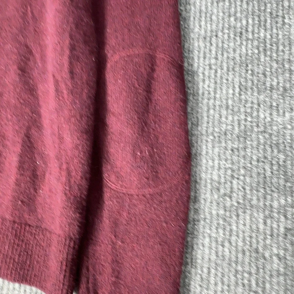 Banana Republic Sweater Mens S Burgundy Quarter Zip Merino Wool Elbow‎ Patches